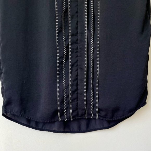 VINCE Black VEE Short Sleeve Caftan Embroidered Shift Dress - Picture 6 of 9